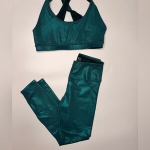 IVL COLLECTIVE green shimmer sports bra and legging set